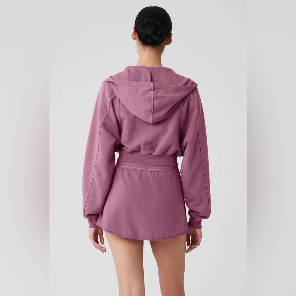 Alo Yoga Washed Sweet Escape Hoodie Breakaway Zip Up - Soft Mulberry Wash XS - Picture 4 of 5